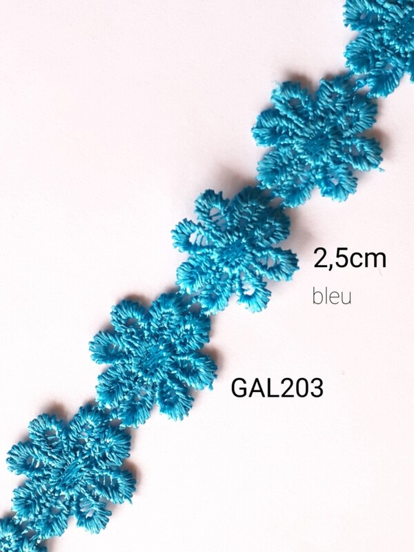 Ruban galon fleurs 2.5cm/15 couleurs