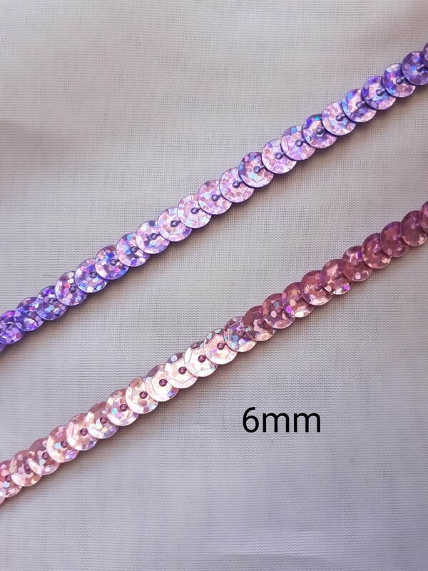 Ruban galon 6mm sequins / 2 coloris