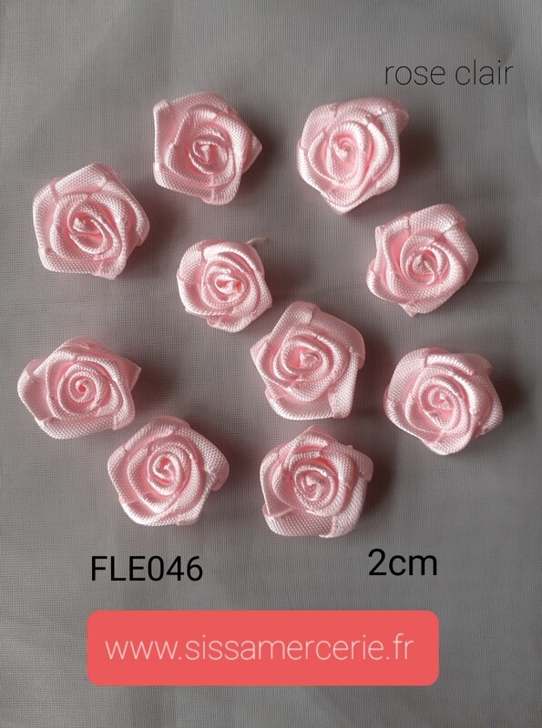 10 fleurs ruban satinée 2cm 15 coloris