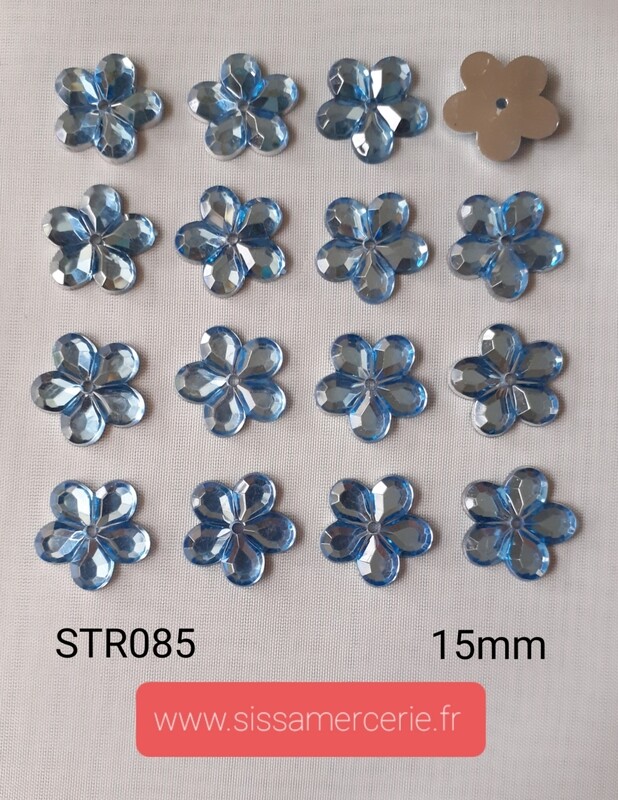 60 strass fleur 15mm 2 coloris