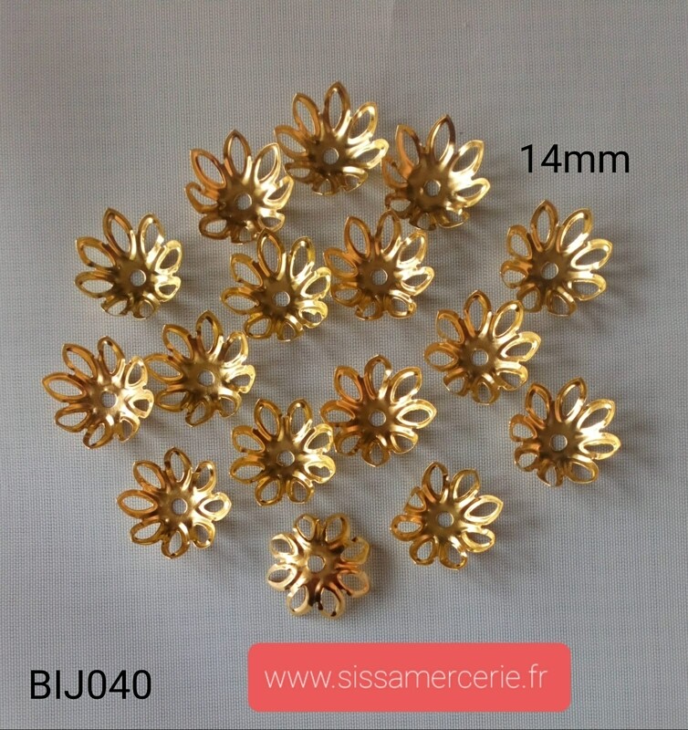 100 coupelles fleurs 14mm 4 coloris