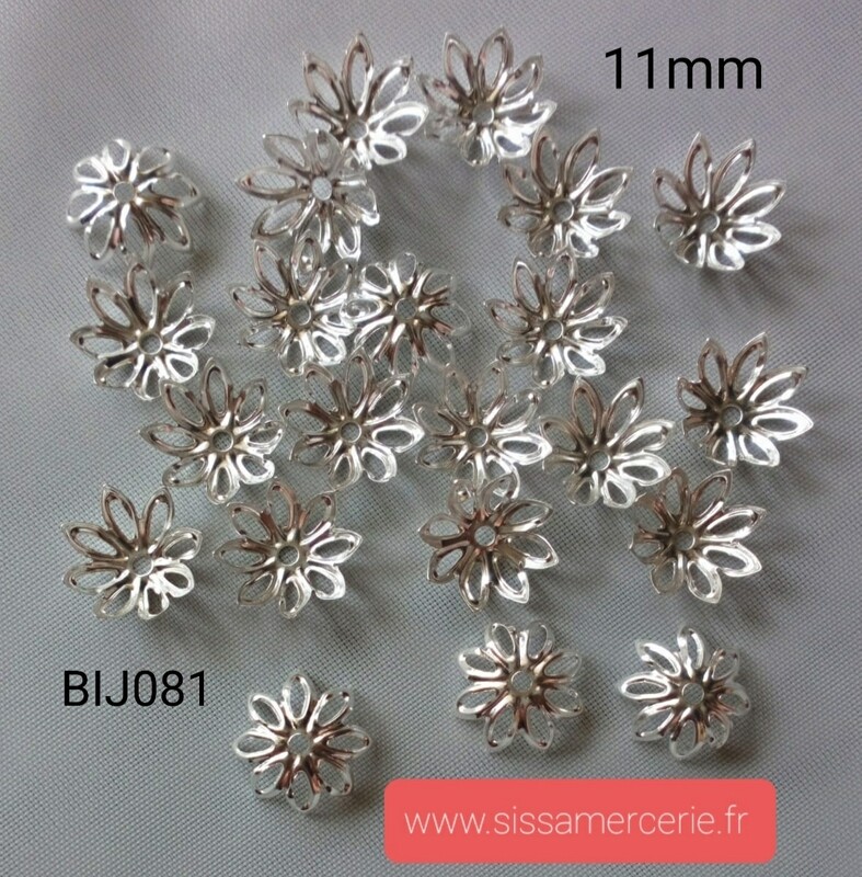 100 coupelles fleurs 11mm 4 coloris