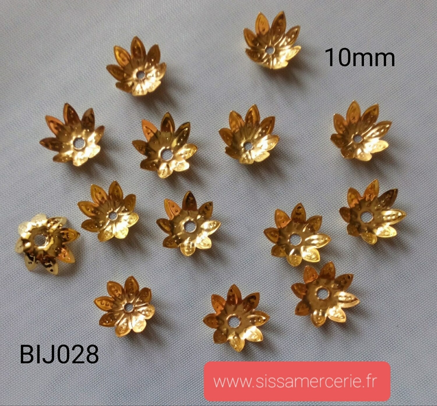 100 coupelles fleurs 10mm 4 coloris