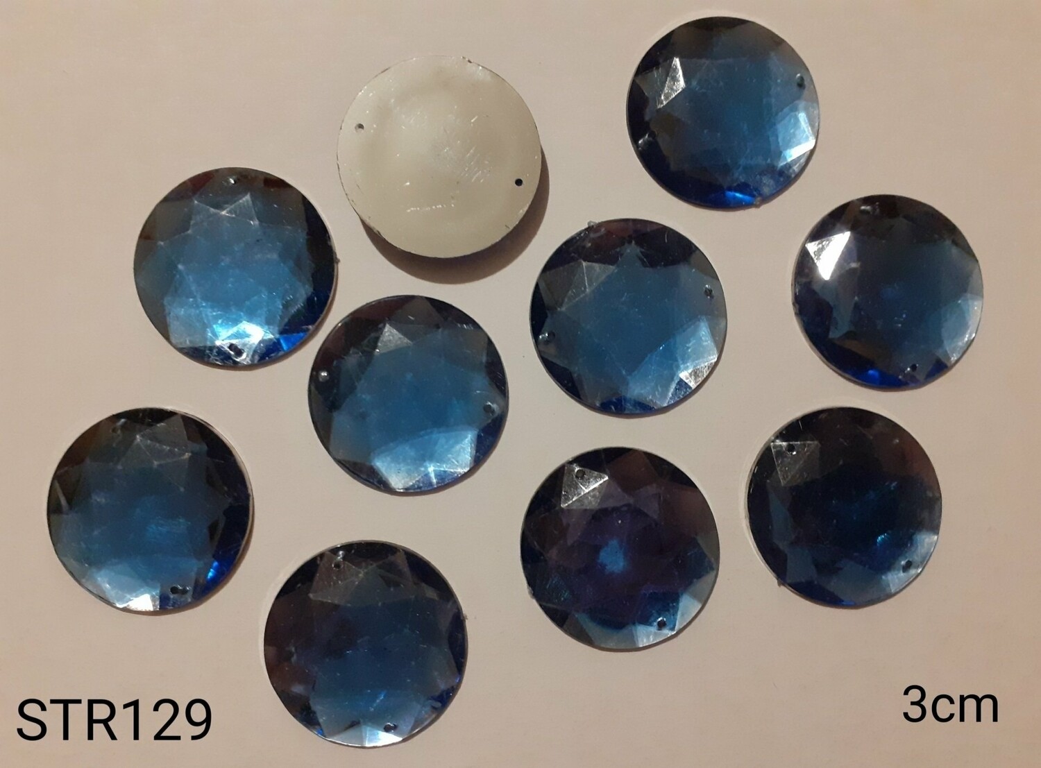 10 strass rond 3 cm  5 coloris disponibles, Couleur: bleu foncé