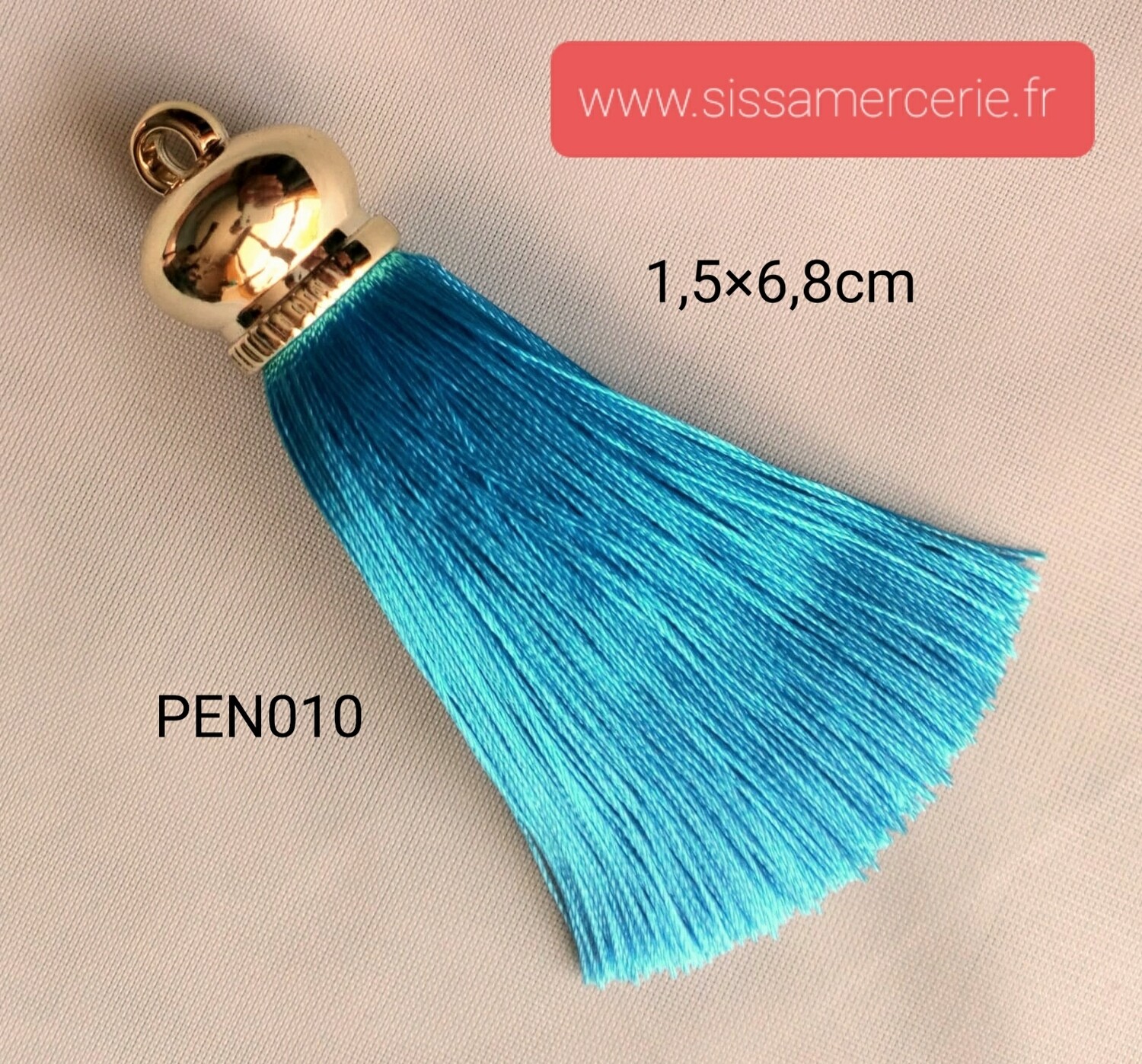 Pendentif frange fil de soie/20 couleurs, Couleur: bleu