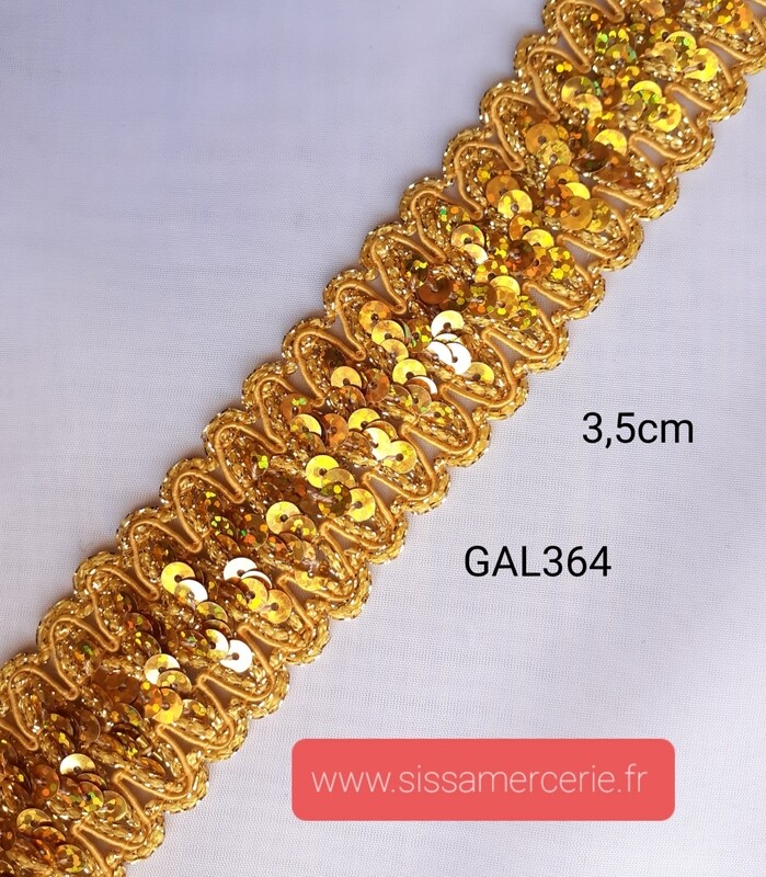 Ruban galon doré, argenté 3.5 cm
