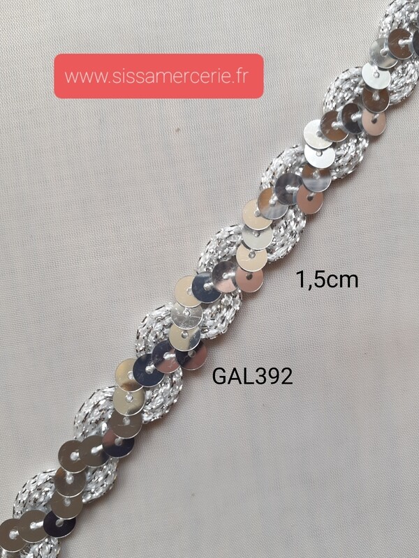 Ruban galon 1.5cm sequins / 3 coloris