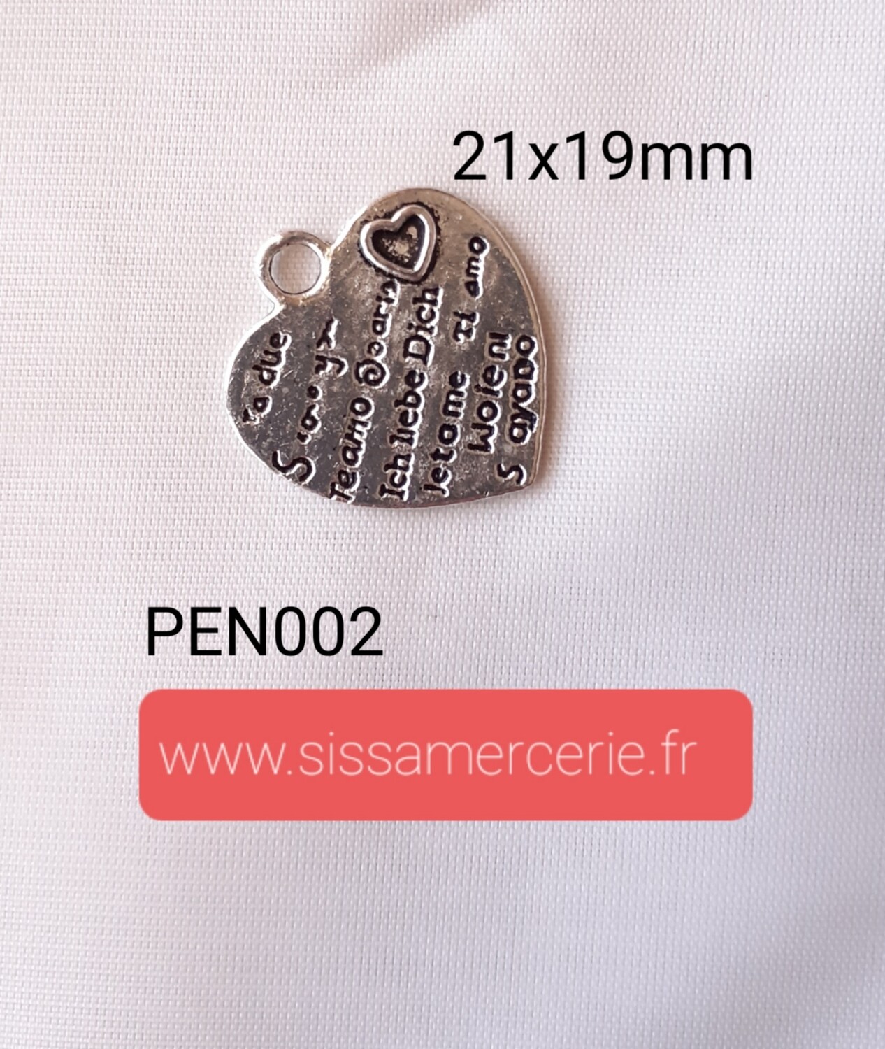 Pendentif  / breloque grand coeur