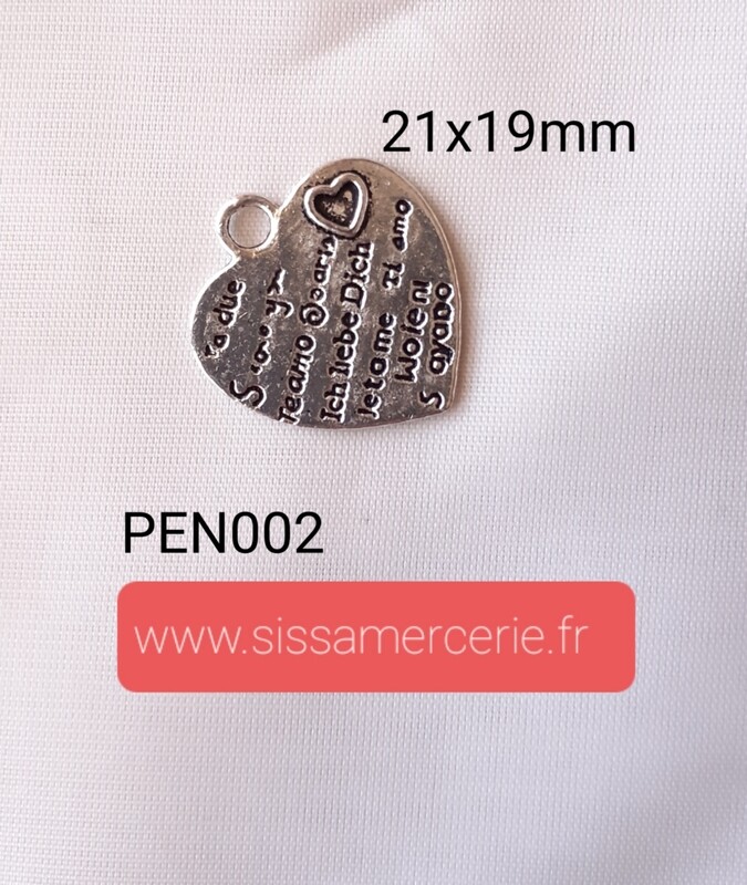 Pendentif  / breloque grand coeur