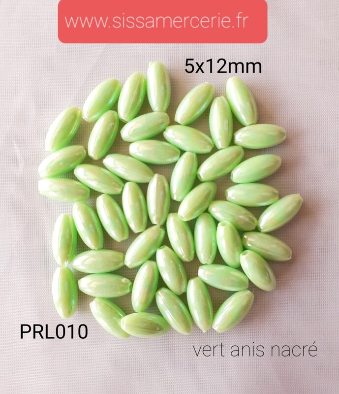 100 perles de riz  nacré 5x12mm / 10 couleurs