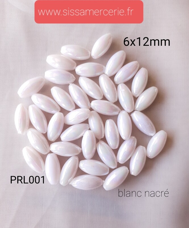 100 perles de riz 6x12mm blanc nacré