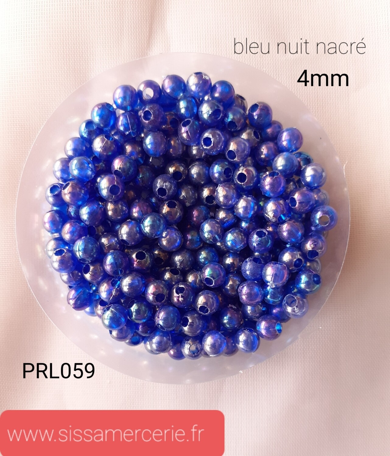 350 perles 4mm acryliques /11 coloris, Couleur: bleu nuit nacré