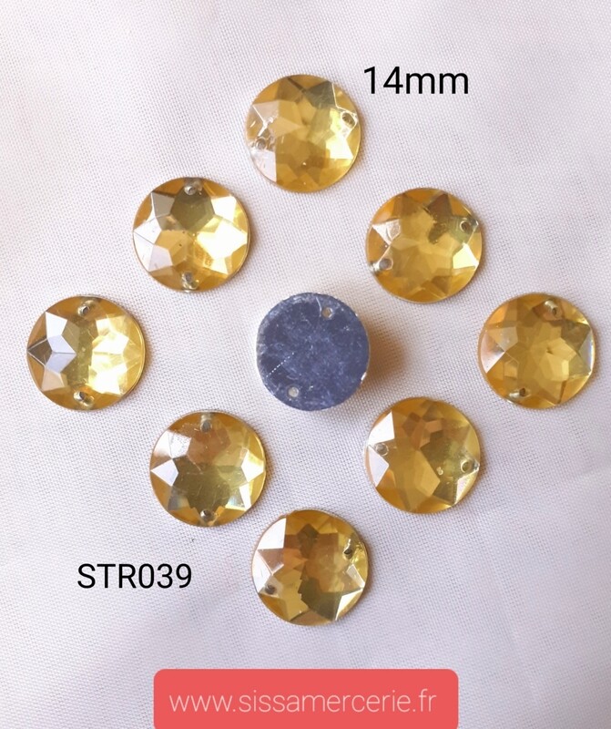 Strass rond 14mm jaune
