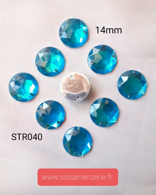 Strass rond 14mm bleu