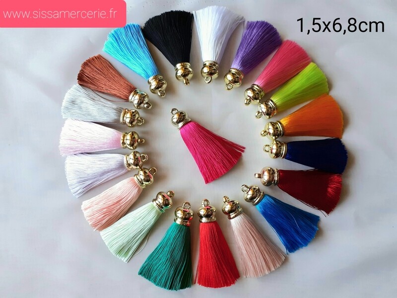 Pendentif frange fil de soie/20 couleurs