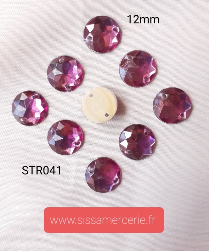 50 strass 12 mm violet rosé