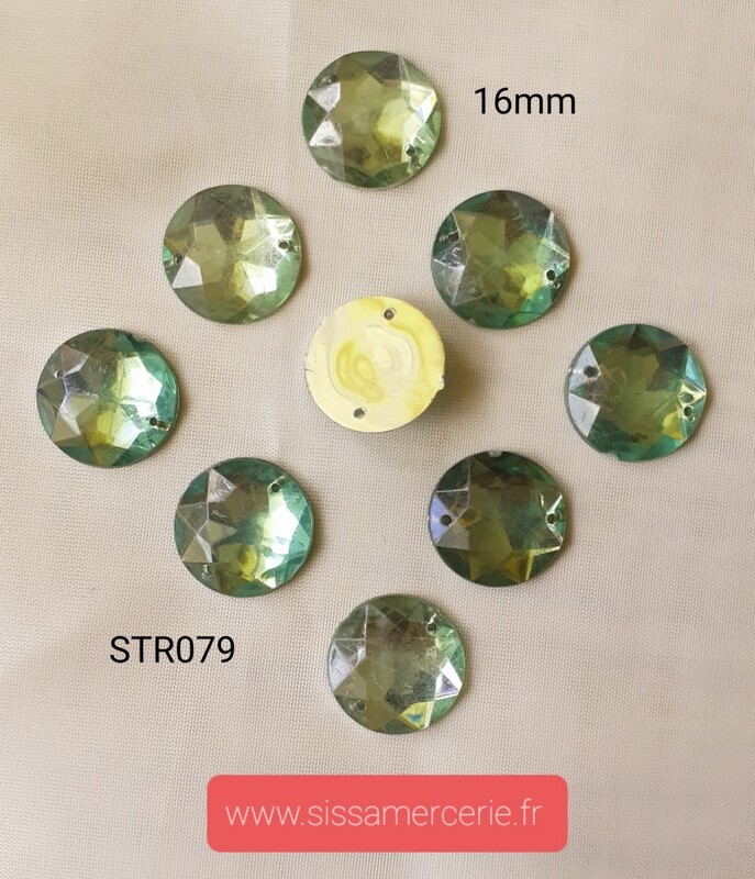50 strass 16 mm vert bouteille