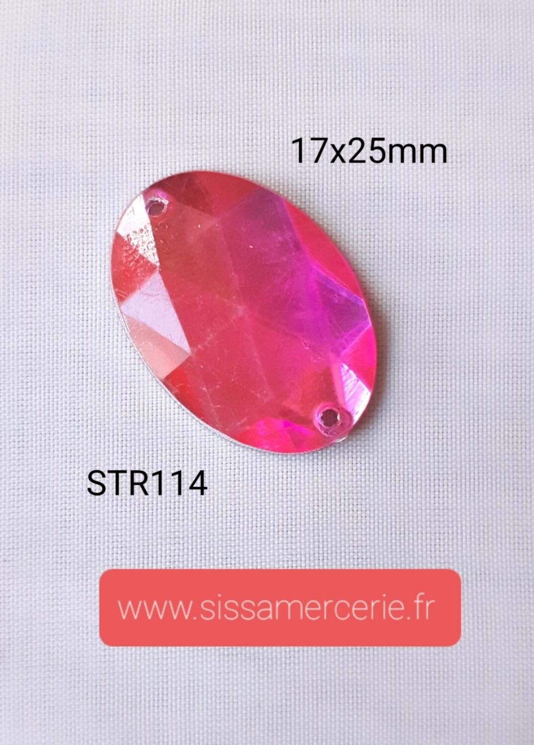 20 strass ovale 17x25mm/ 8 couleurs au choix, Couleur: fushia