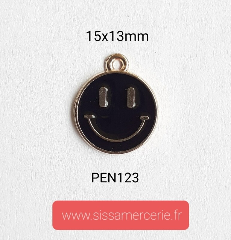 Pendentif / breloque smiley noir
