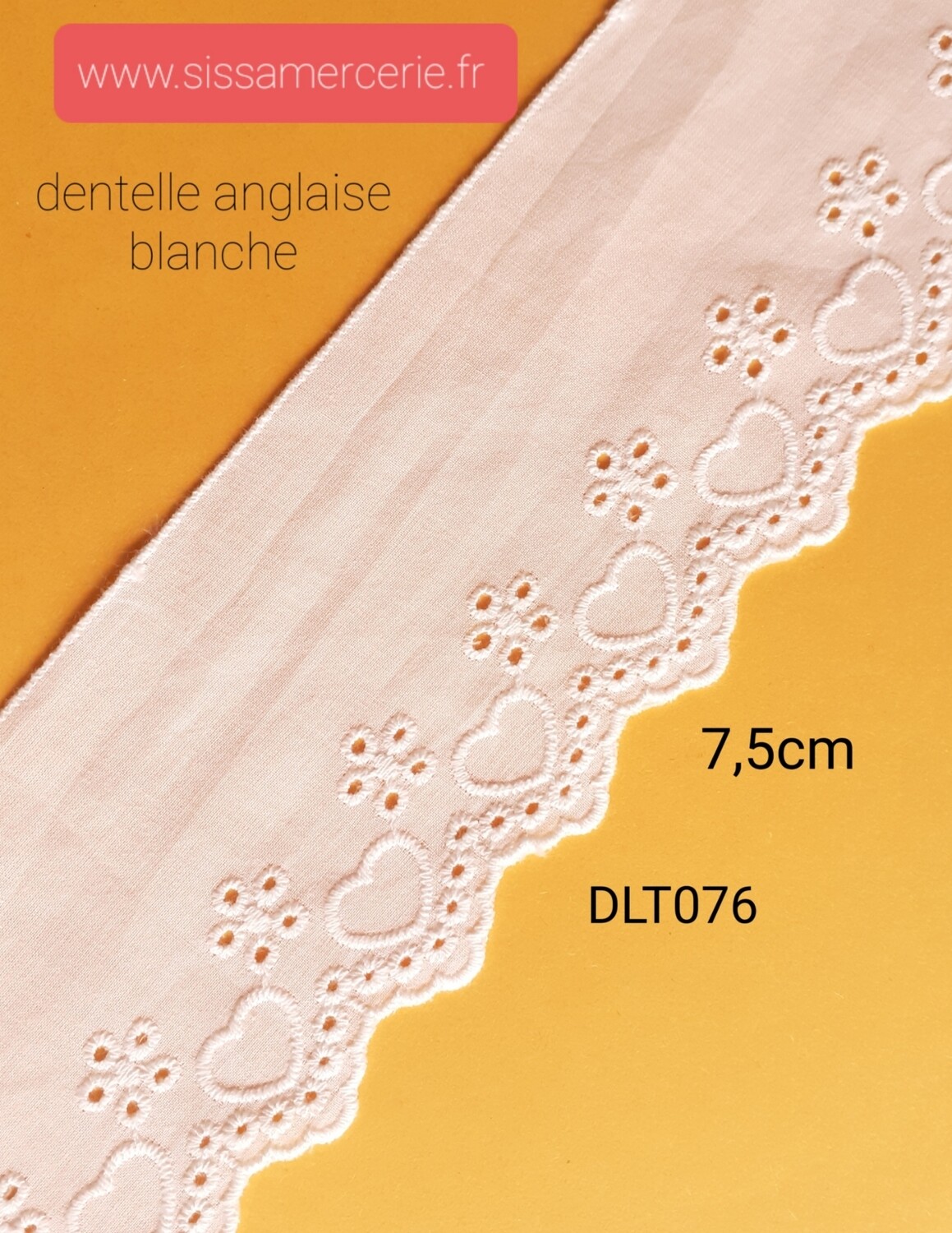 Broderie anglaise blanche 7,5cm