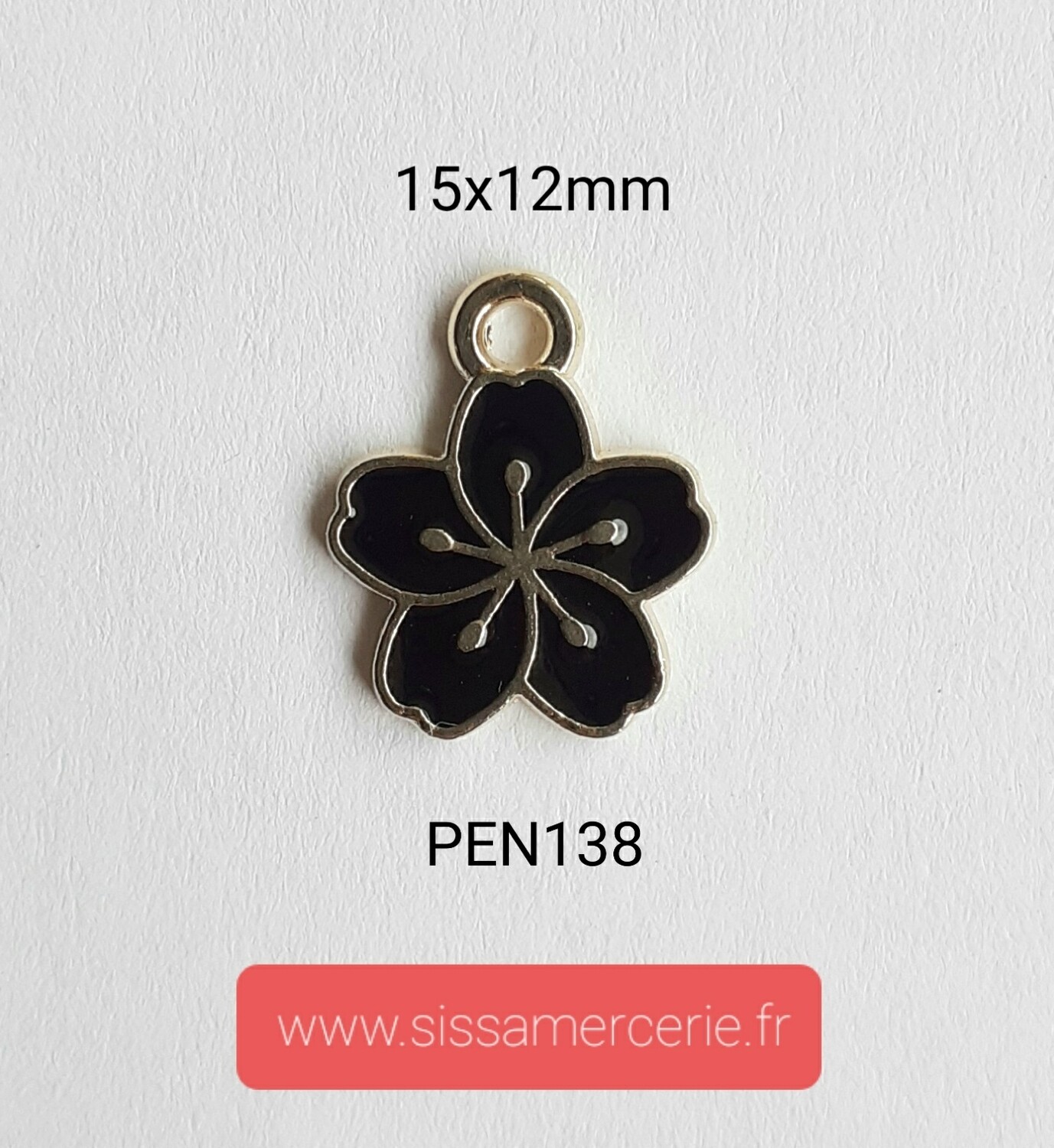 Pendentif / breloque petite fleur noire