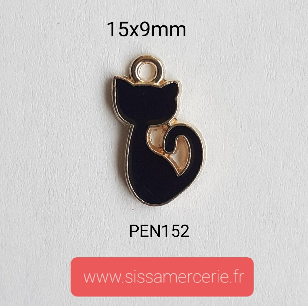 Pendentif / breloque chat queue noire