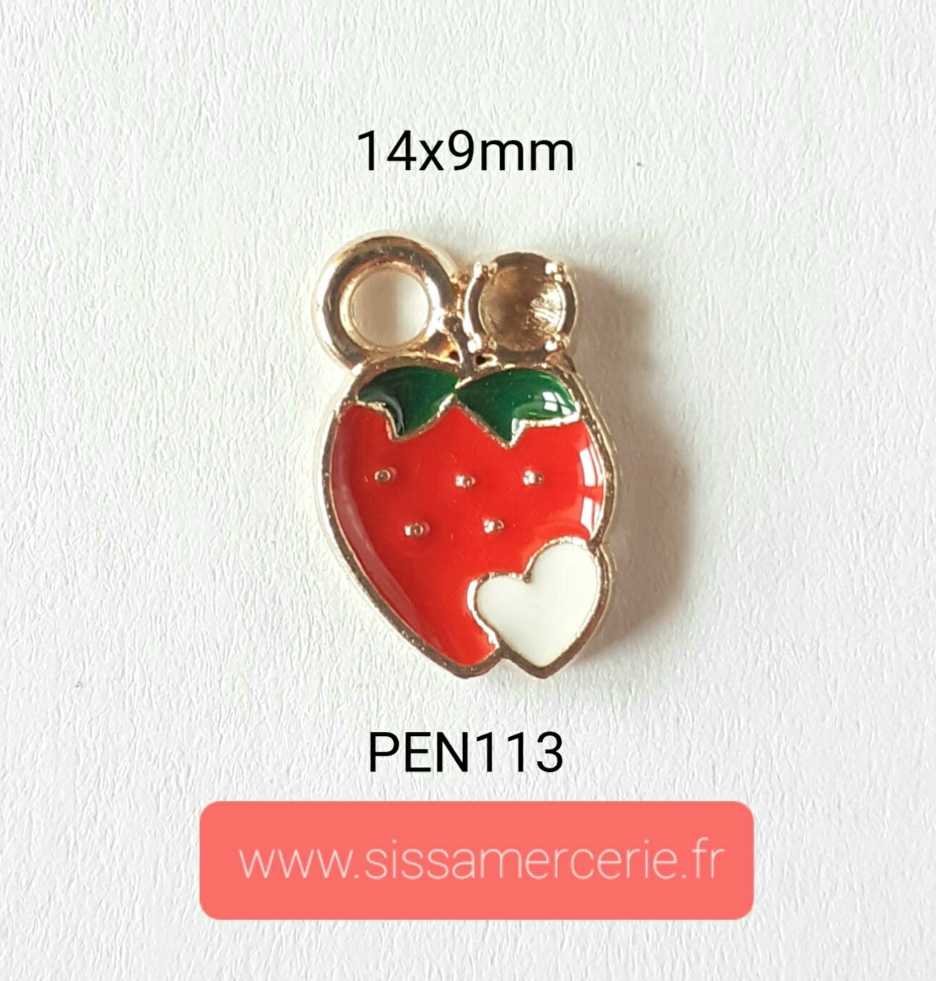 Pendentif / breloque fraise avec coeur