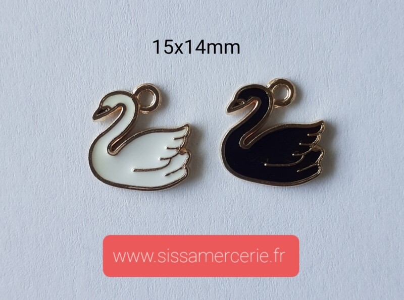 Pendentif / breloque cygne 2 couleurs