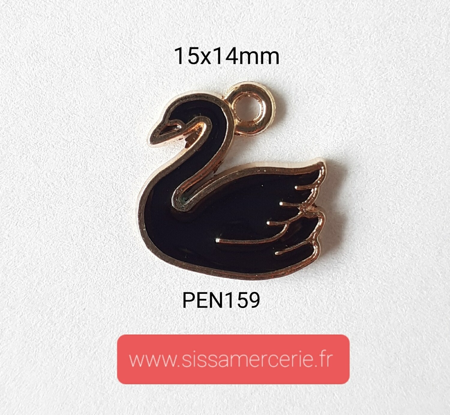 Pendentif / breloque cygne 2 couleurs, Choisissez vos couleurs: noir