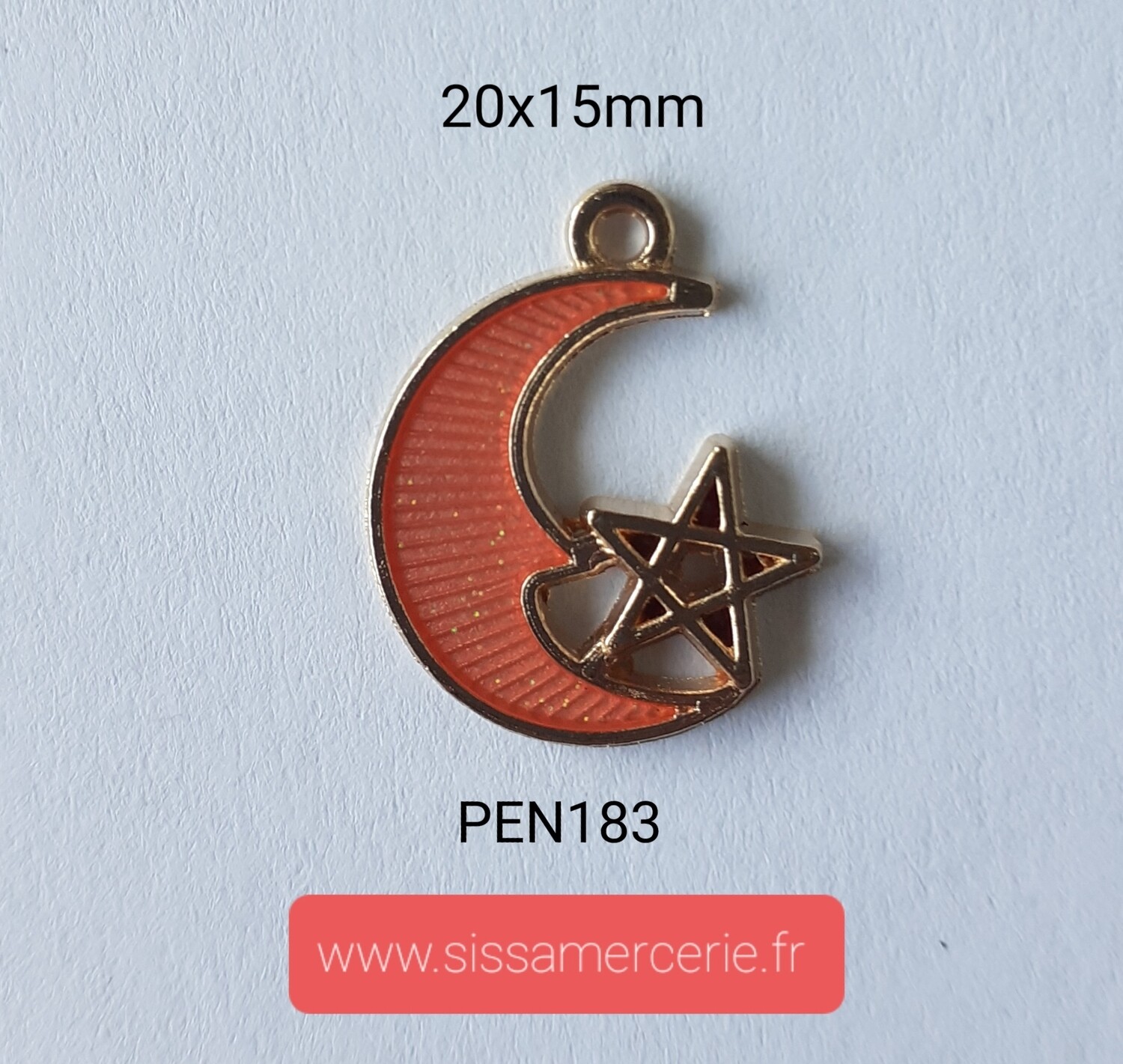 Pendentif / breloque lune avec étoile , Choisissez vos couleurs: saumon