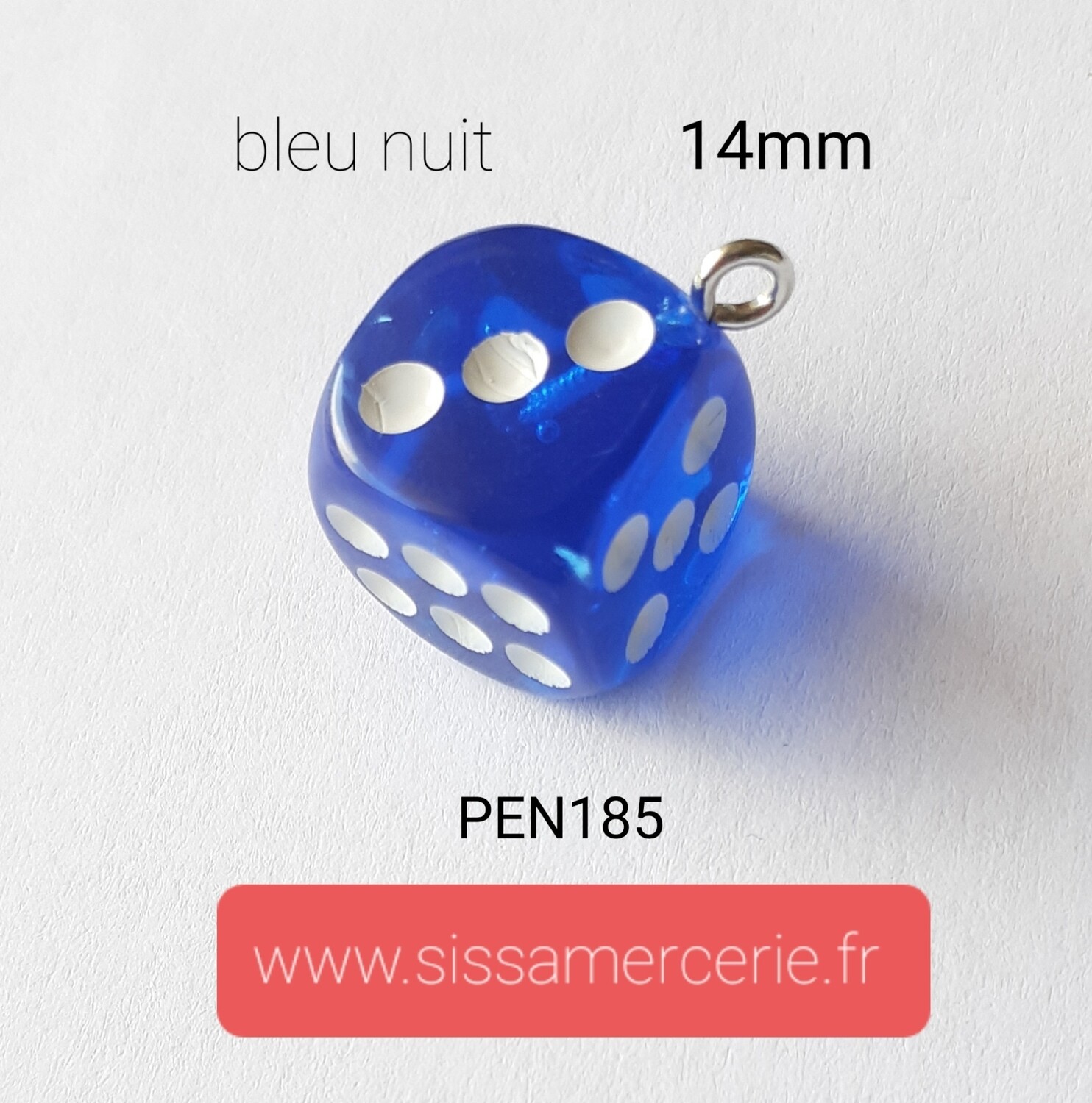 Pendentif " dé " en résine / 8 couleurs, Choisissez vos couleurs: bleu nuit