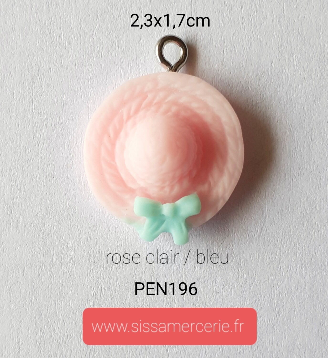 Pendentif / breloque chapeau en résine, Choisissez vos couleurs: rose clair / bleu
