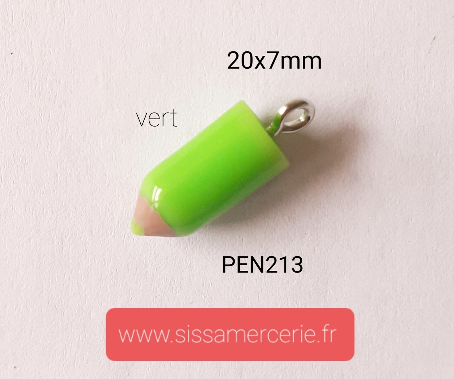 Pendentif / breloque crayon en résine, Choisissez vos couleurs: vert