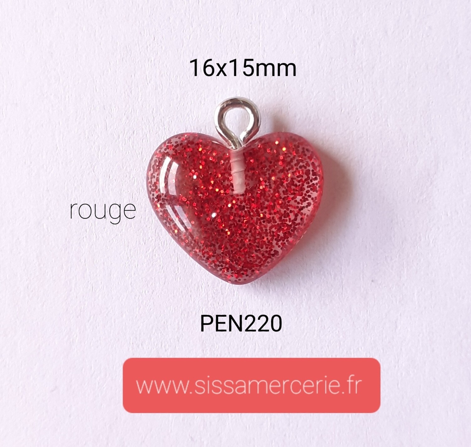 Pendentif , breloque coeur / 10 couleurs, Couleur: rouge