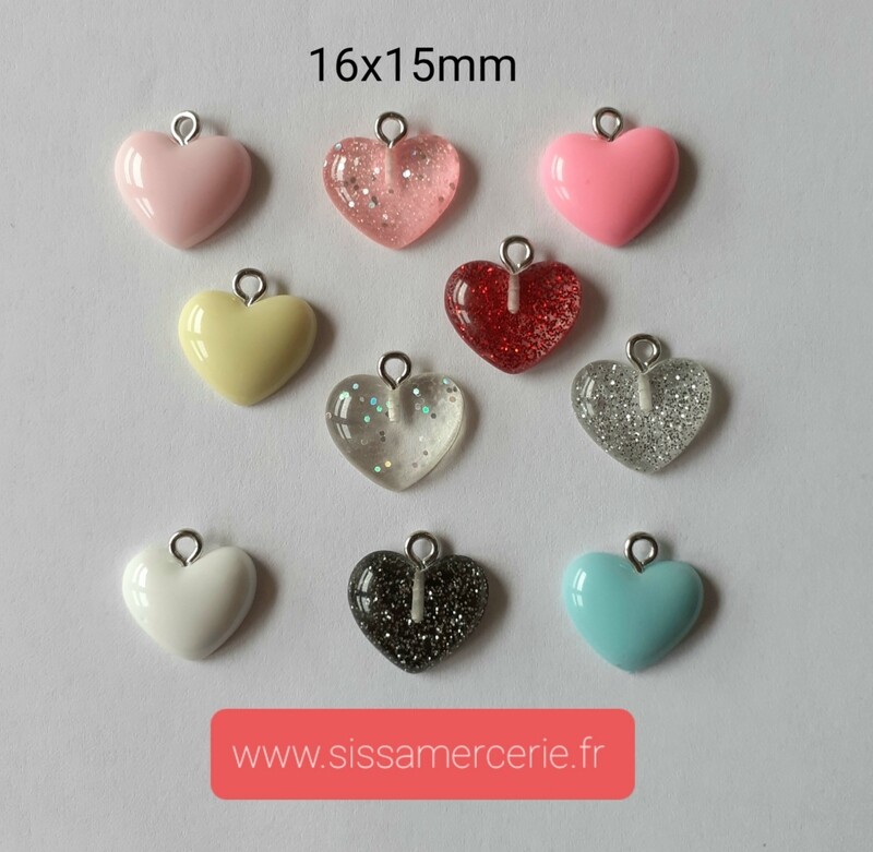 Pendentif , breloque coeur / 10 couleurs
