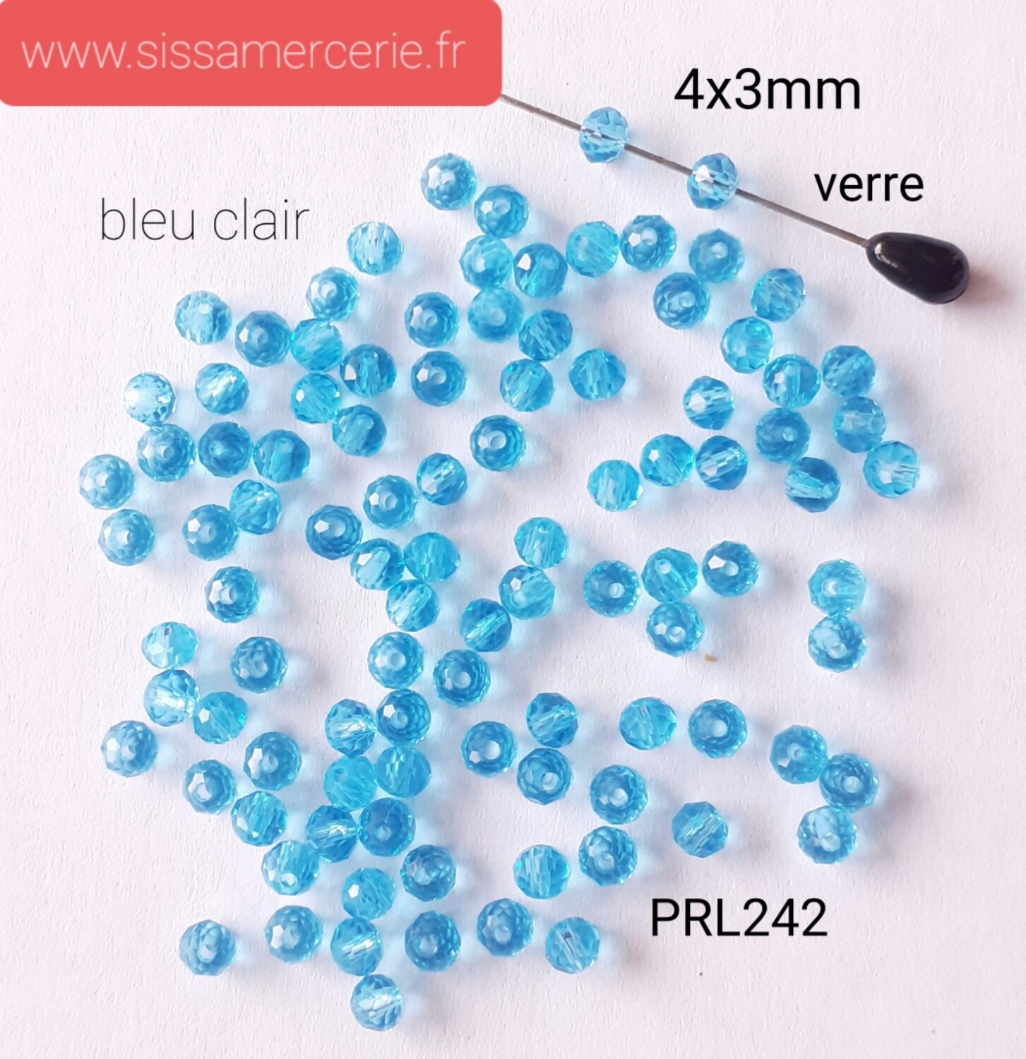 100 perles verre rondelle 4x3mm / 18 couleurs