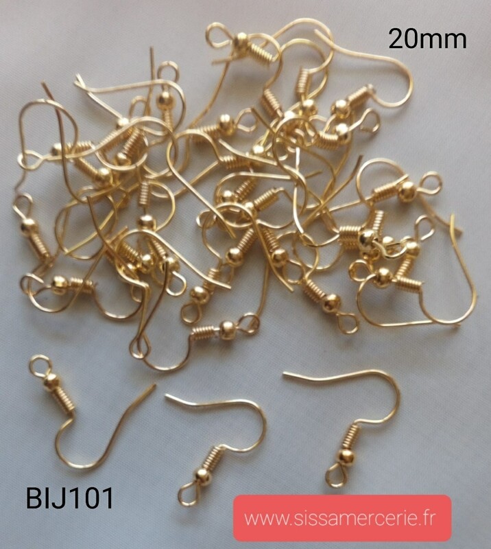 100 crochets boucle d'oreille 20mm doré