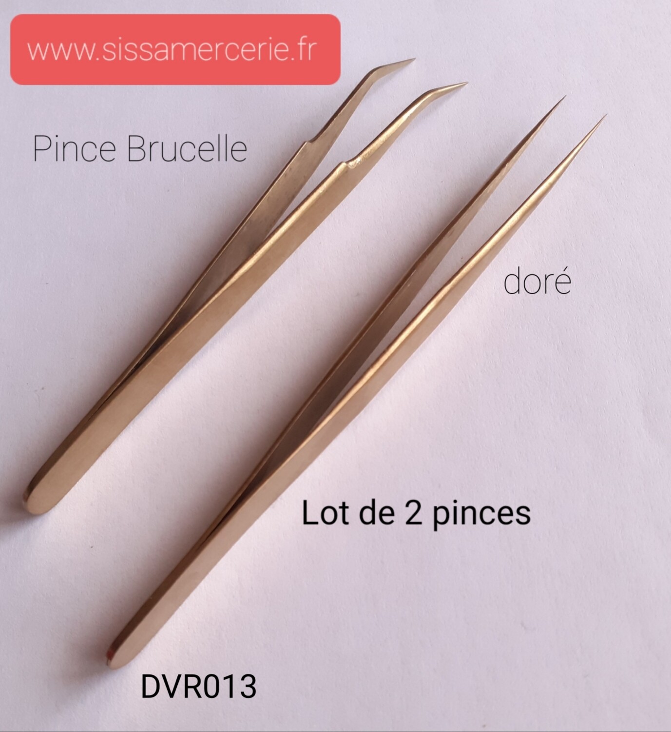 Lot de 2 pinces Brucelle doré