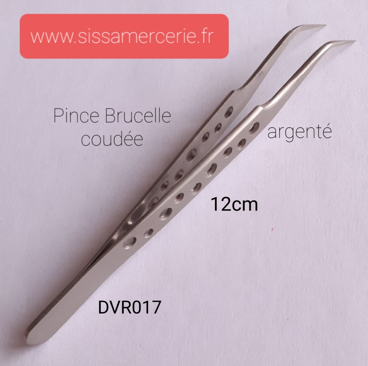 Pince Brucelle coudée 12cm argenté 