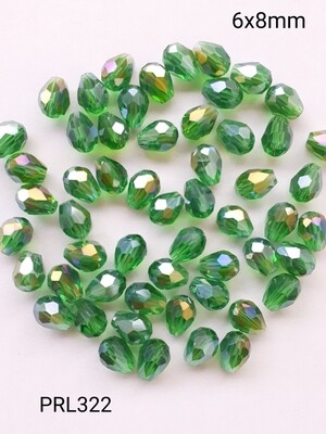 20 gouttes 6x8mm en verre / 12 couleurs