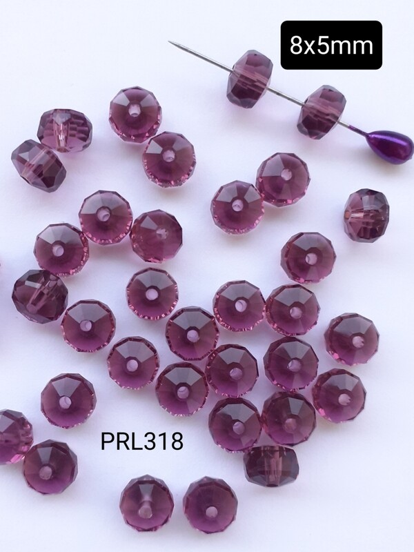 20 perles verre rondelles 8x5mm 5 couleurs