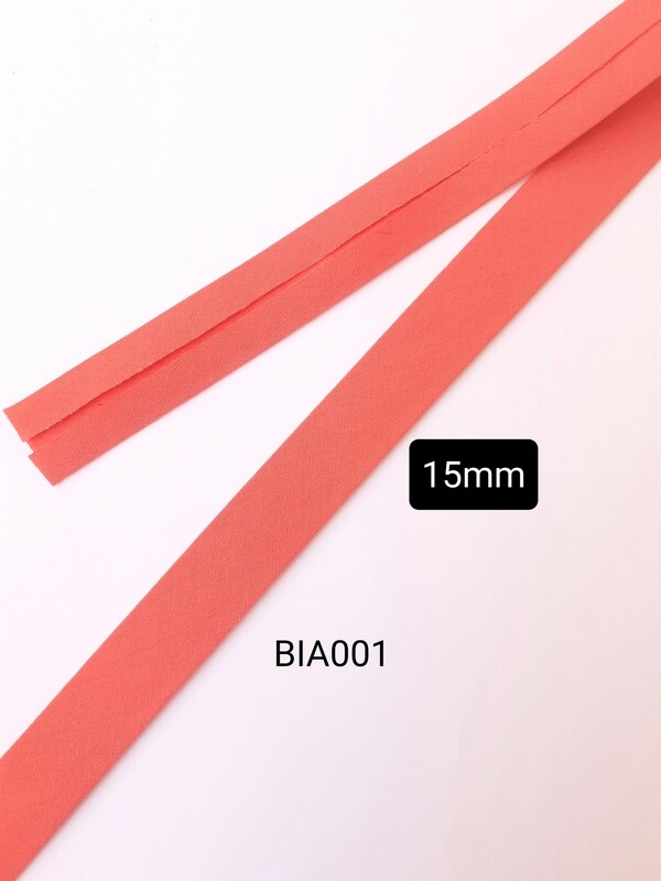 Biais 15mm coton corail / rouge clair Biais 15mm coton corail / rouge clair