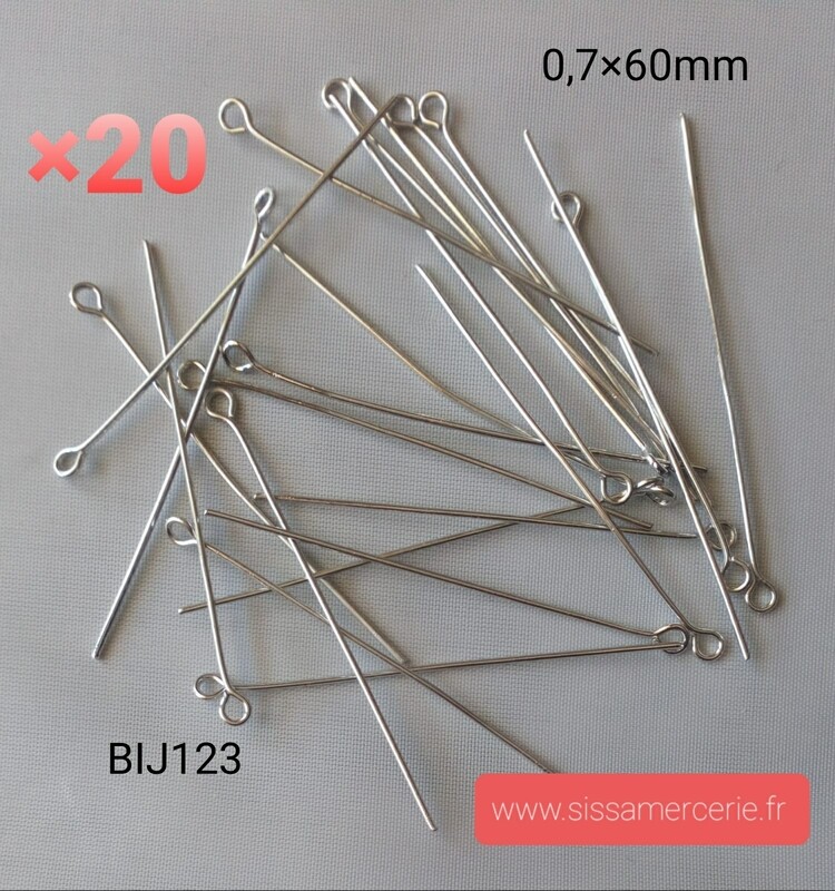 20 tiges clou tête ronde 5cm argenté