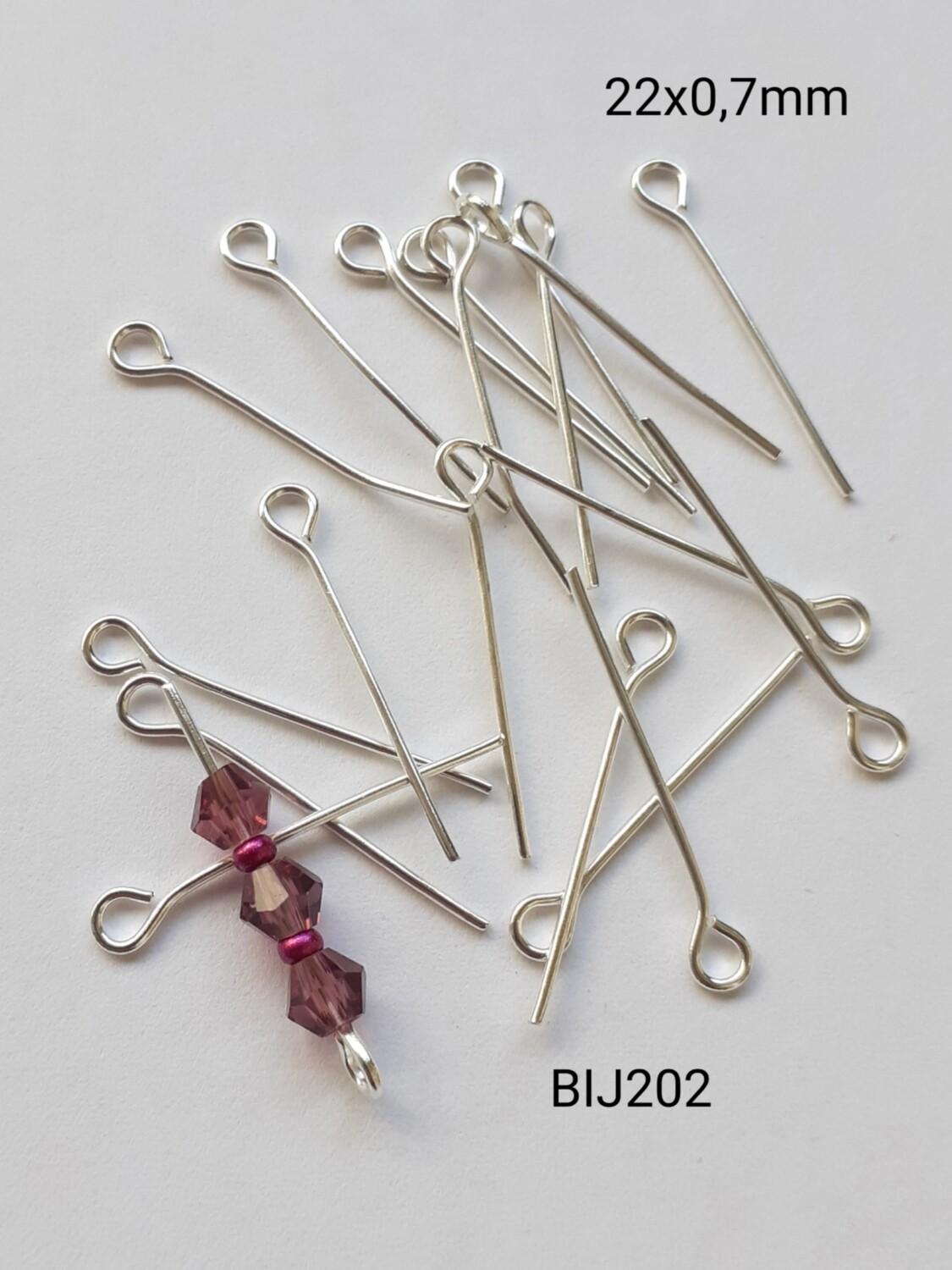 30 tiges clou à tête ronde 22mm argenté clair