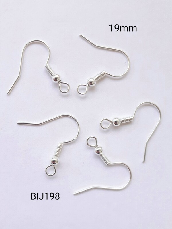100 crochets boucle d'oreille 19mm argenté clair