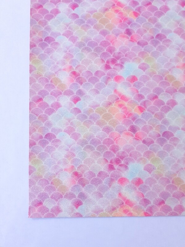 Feuille A4 simili cuir glitter écaille rose violet