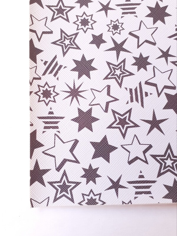 Feuille A4 simili cuir étoile noir et blanc