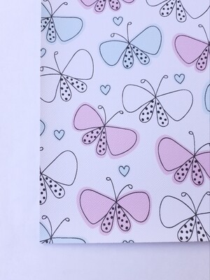 Feuille A4 simili cuir papillon bleu et rose