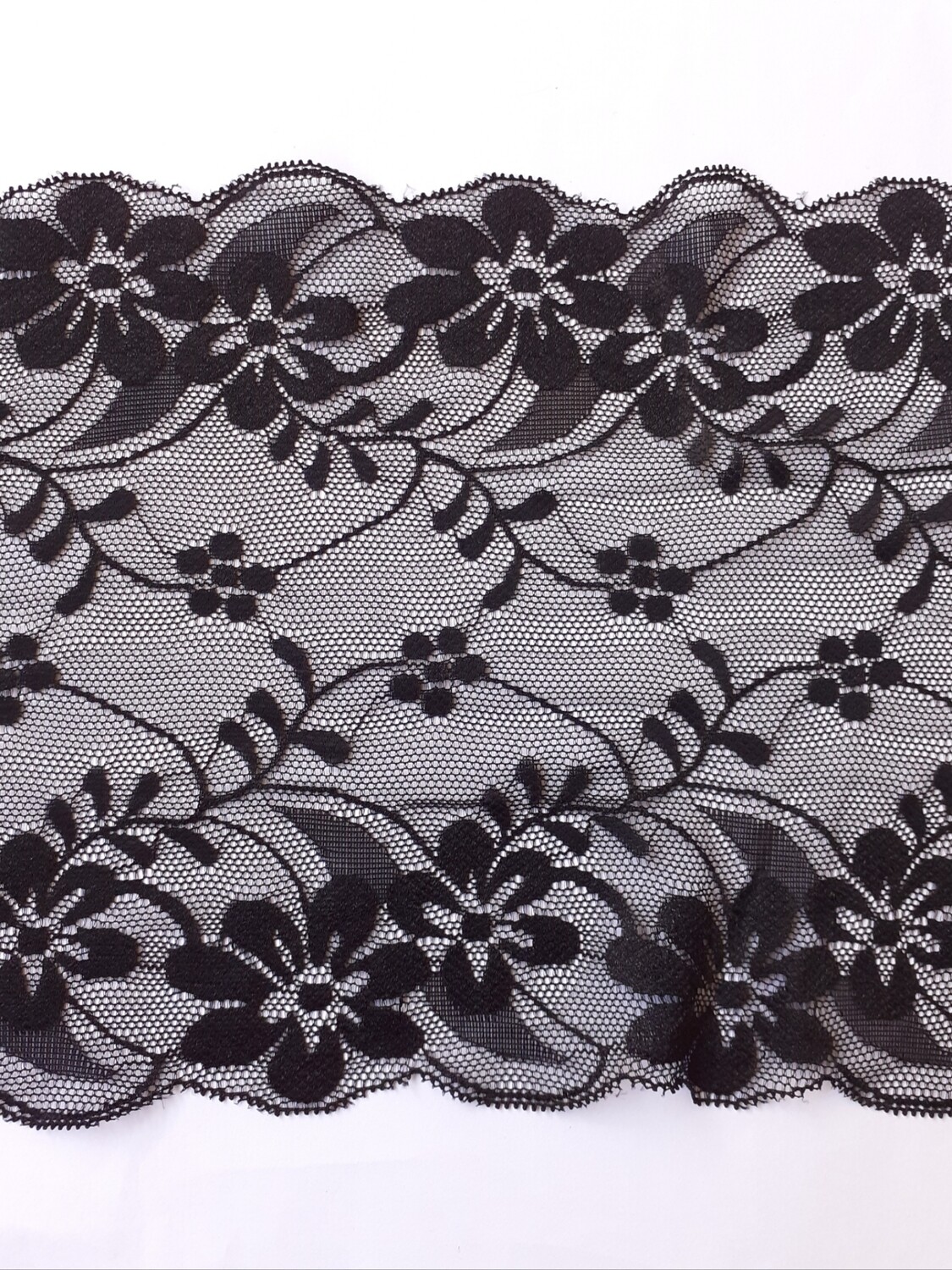 Dentelle élastique large 18 cm noir