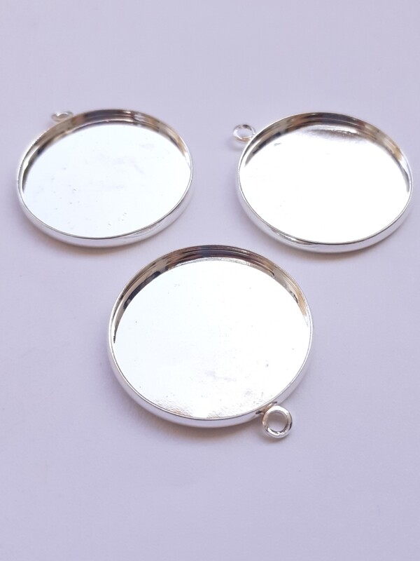 Pendentif support argenté pour cabochon 25mm